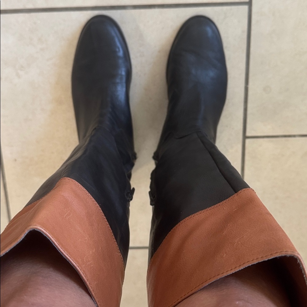 Ralph Lauren Two-Tone Leather Riding Boots